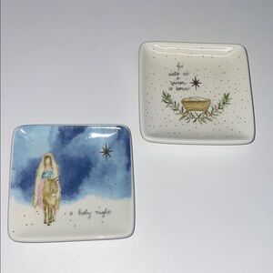 Creative Co-Op Holiday Square Plates 3” Set of 2 NWT